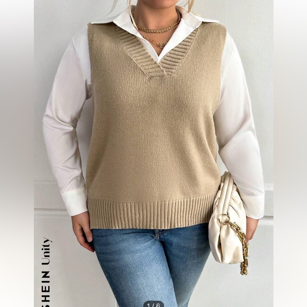 SHEIN Unity Plus V Neck Sweater Vest - size 2XL (fits like XL or oversized L)